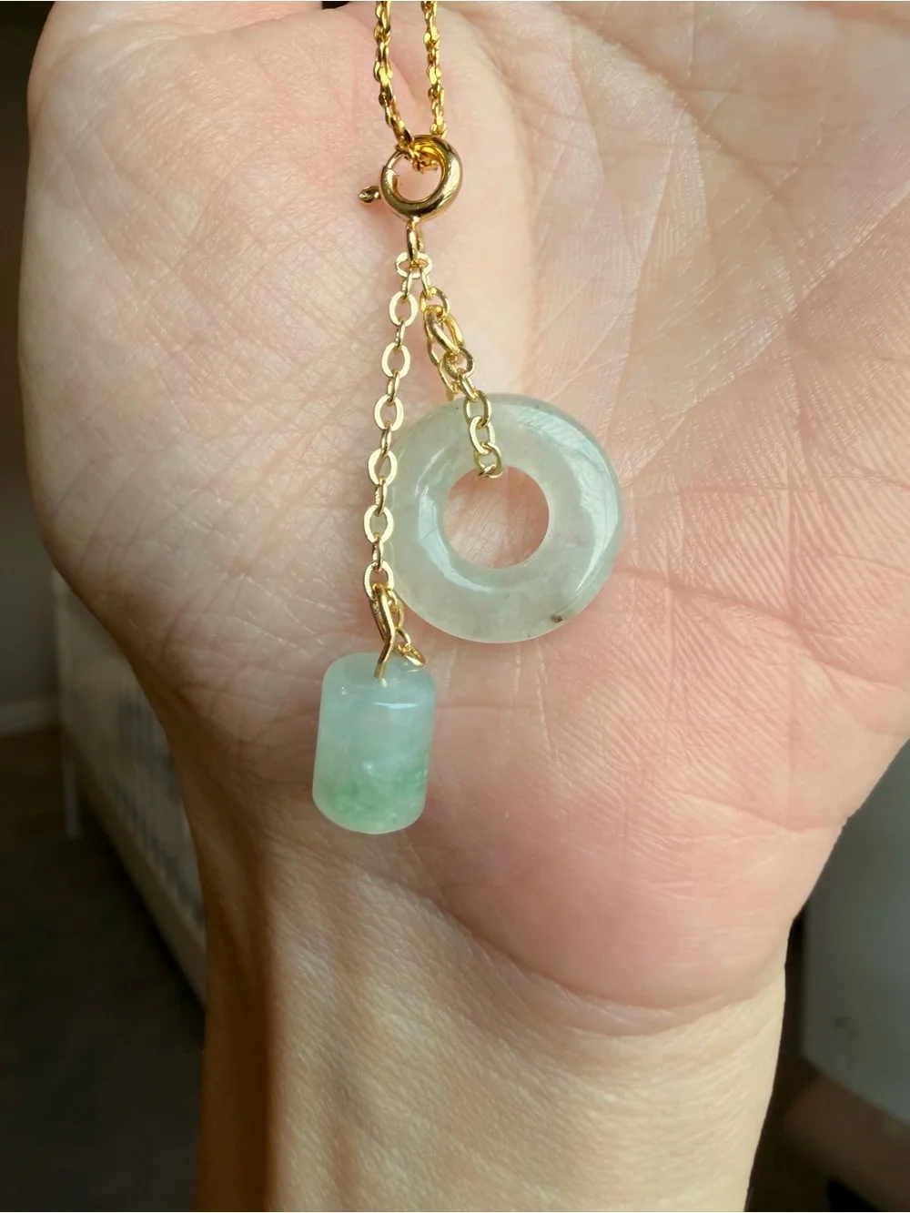 Natural Grade A Burmese Icy Jadeite Donut & Barrel Handmade DIY Charm Pendant